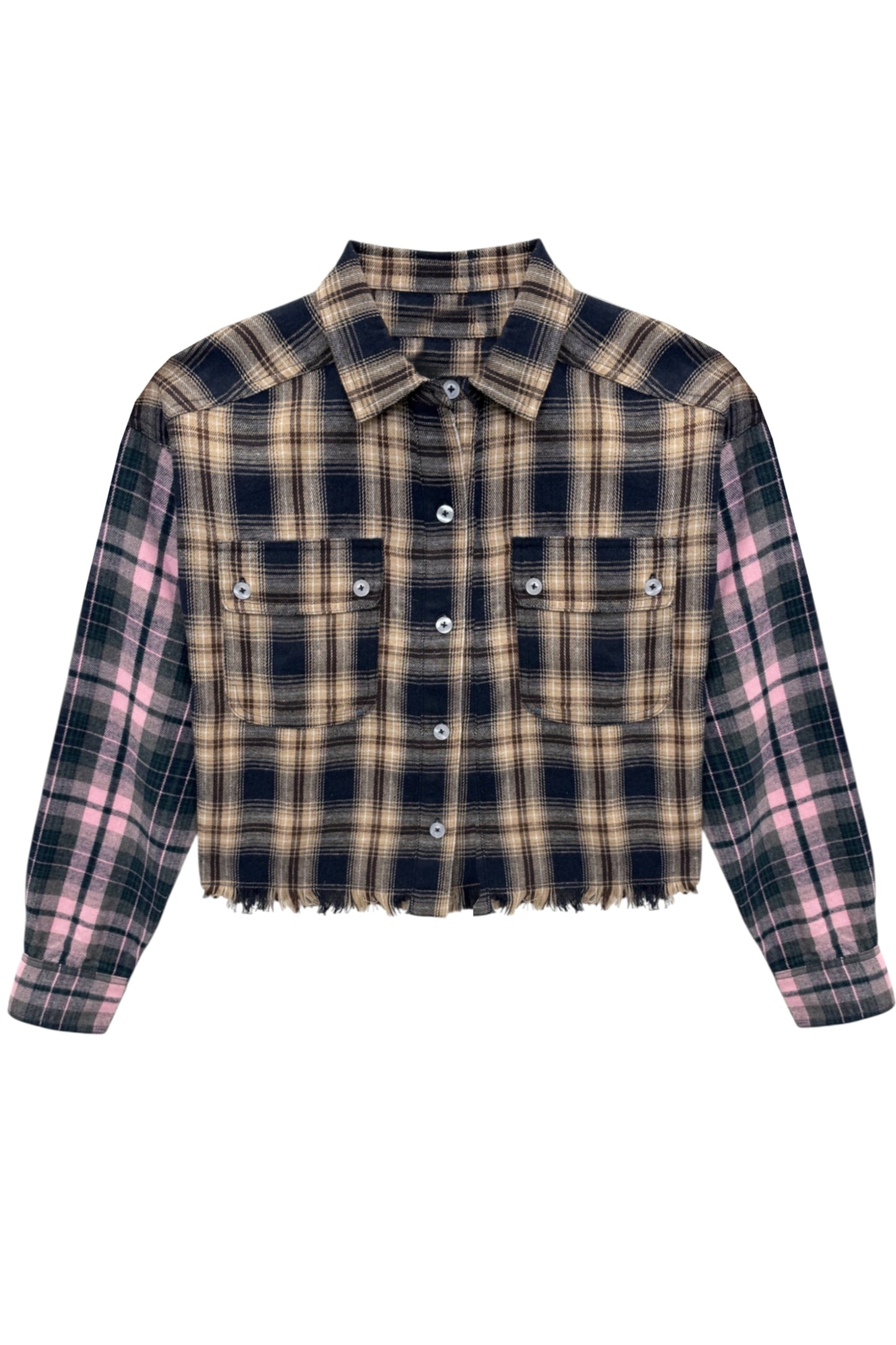 TWEEN BREE CROPPED FLANNEL BUTTON DOWN - FINAL SALE
