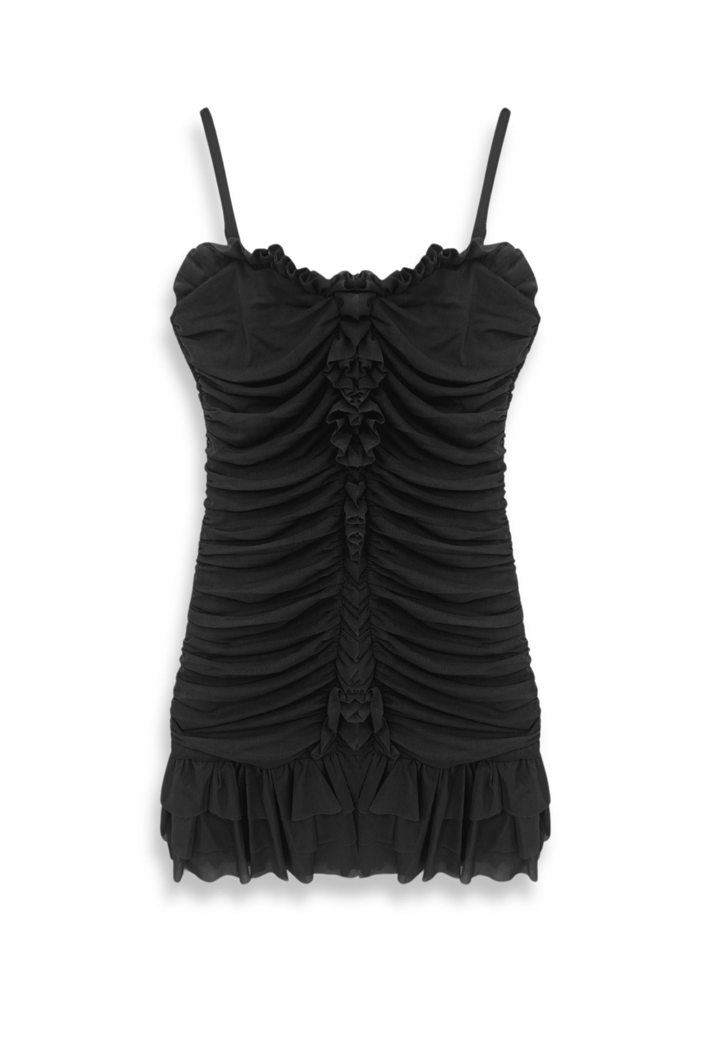 JUNIOR BOBBI MESH RUFFLE DRESS