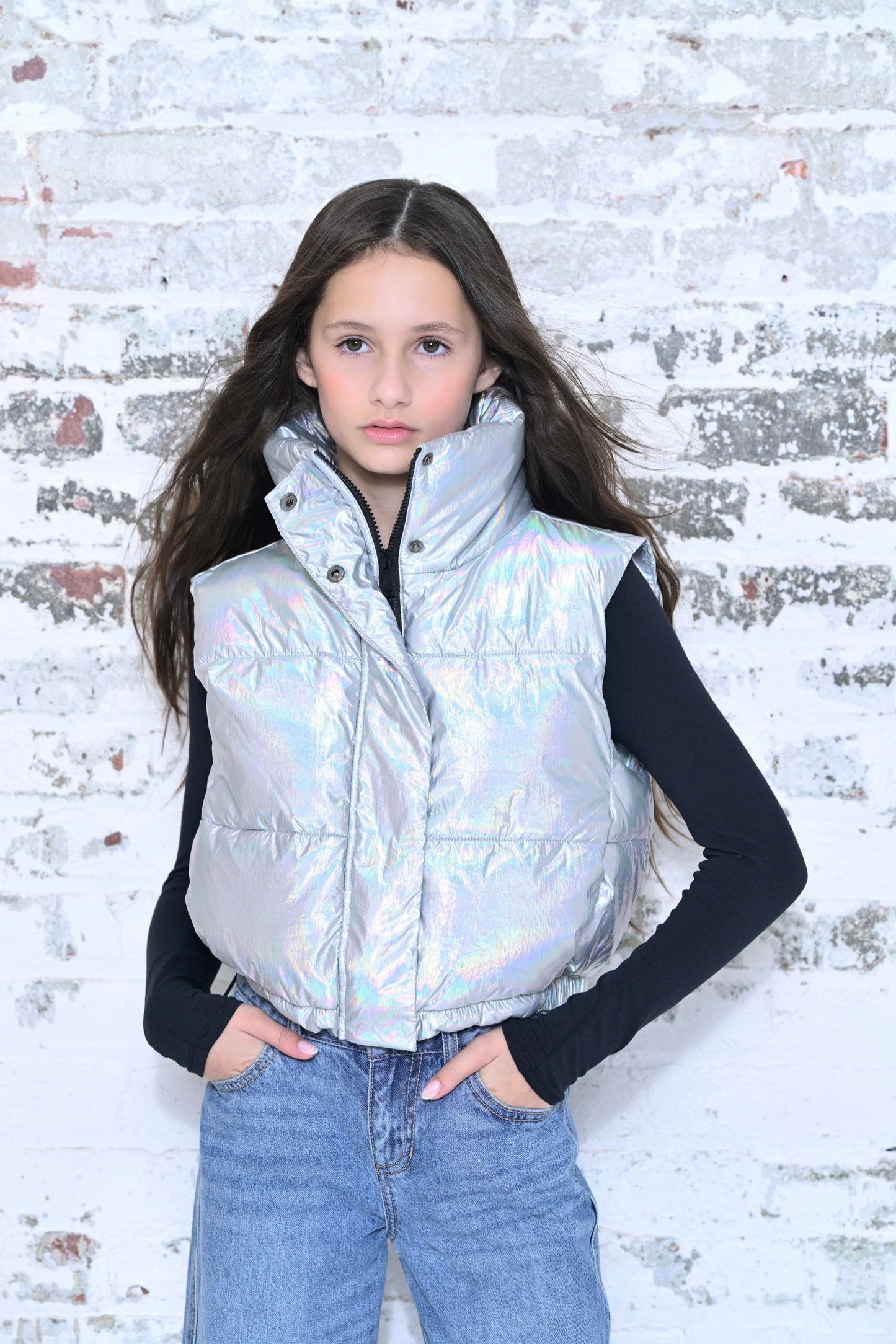 TWEEN JENNY FAUX LEATHER PUFFER VEST