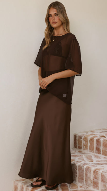 Davette Mesh T-Shirt - Chocolate