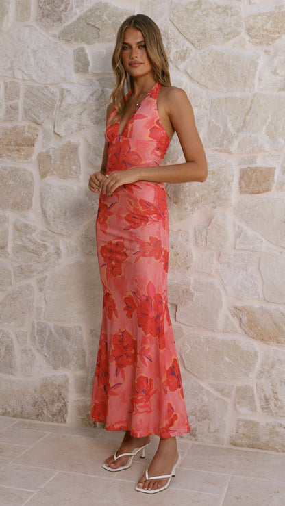 Zelda Maxi Dress - Orange Floral