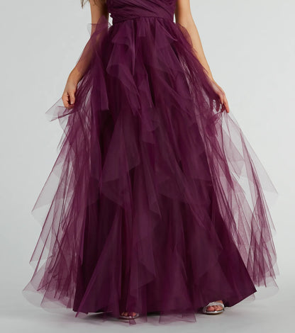 Hadley V-Neck Ruffled A-Line Tulle Formal Dress