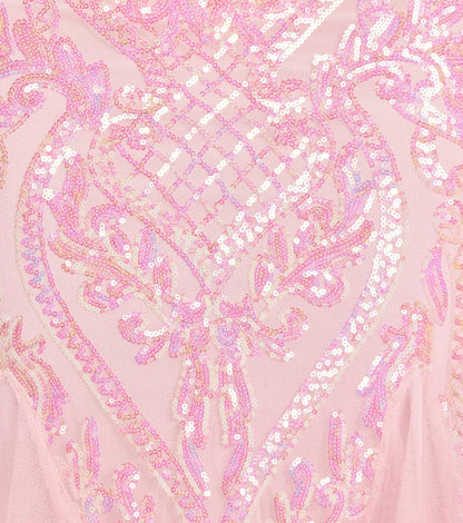 Sylvia Lace-Up Mermaid Tulle Ruffle Sequin Dress