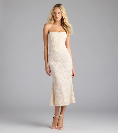 Romantic Twist Corset Mermaid Midi Dress