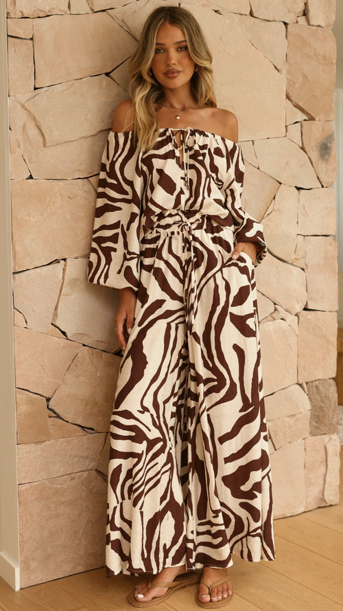Avery Wide Leg Pants - Luna Mocha