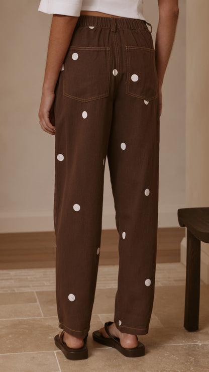 Cleora Barrel Jeans - Chocolate Polka