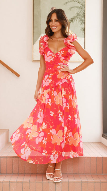 Alma Maxi Dress - Blood Orange