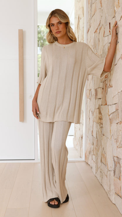 Bayu Knit Pants - Cream