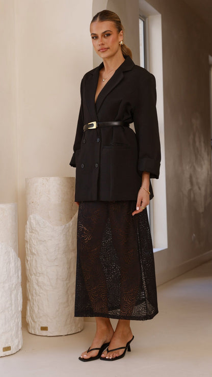Louisa Lace Maxi Skirt - Black