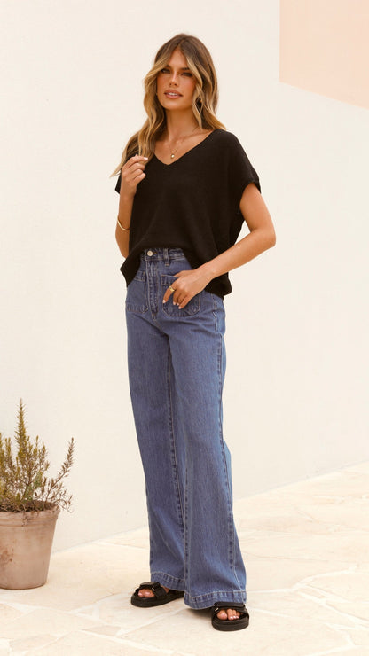 Stelaria Knit Top - Black