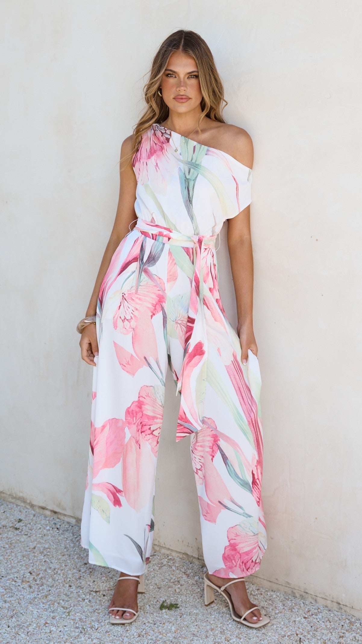 Oasis One Shoulder Jumpsuit - Pink Floral