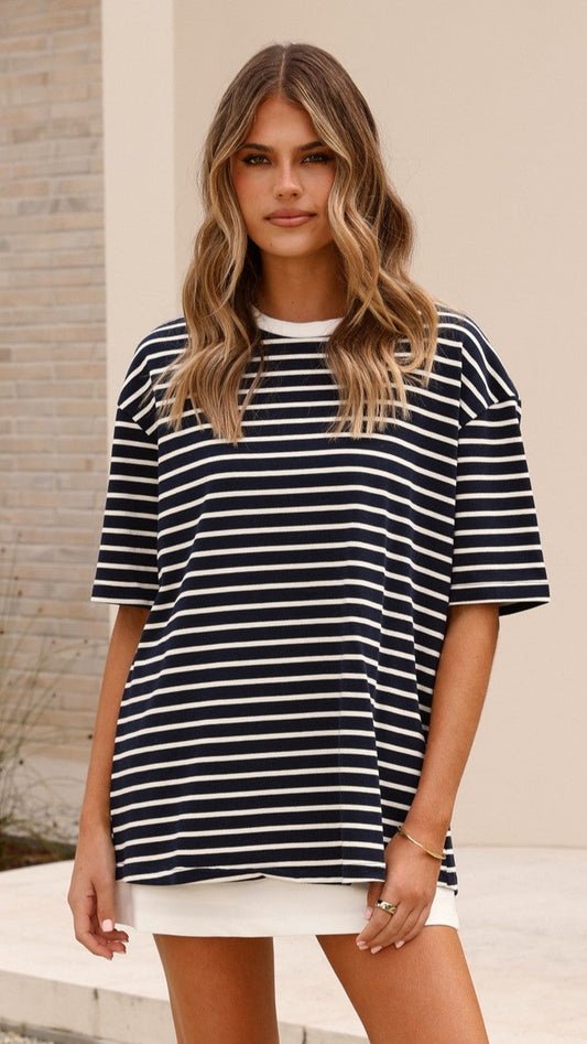 Jeto Oversized Tee - Navy/White
