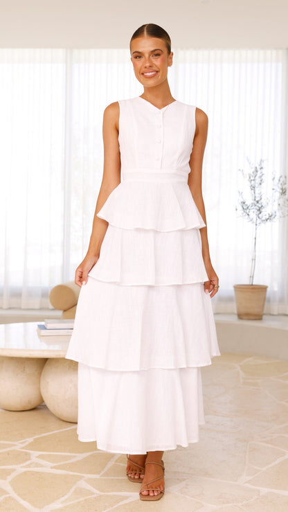 Anastasia Backless Maxi Dress - White