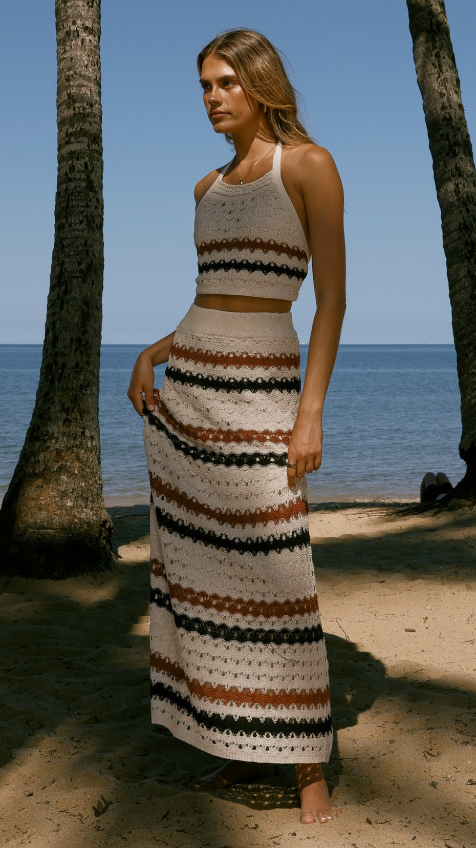 Kamali Halter Neck Top - Natural Stripe