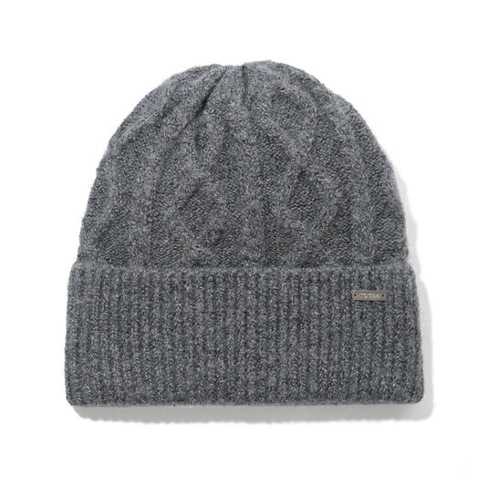 Janice Supersoft Cable Knit Beanie - Light Grey Melange