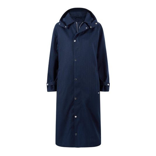 Jemima Womens Waterproof Longline Belted Trench Coat - Navy Melange