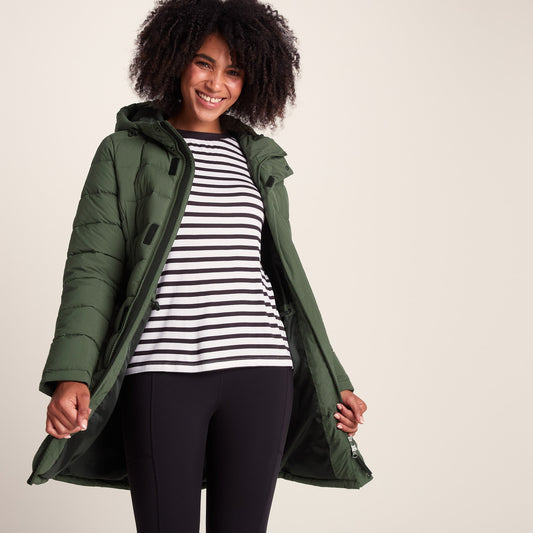 Kirkham Womens Long Shower Resistant Insulated Jacket - Dark Green