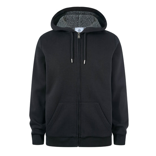 Ramsey Mens Supersoft Sherpa Lined Zip Hoodie - Black