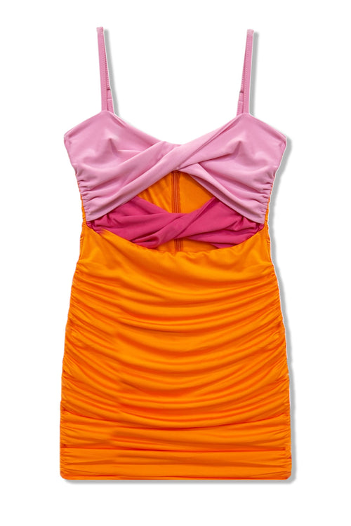 TWEEN ARIANA DOUBLE TWIST FRONT RUCHED DRESS- FINAL SALE