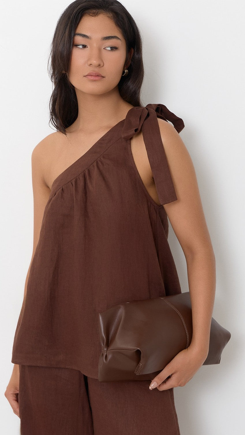 Semi Structured Fold Over Clutch - Chocolate