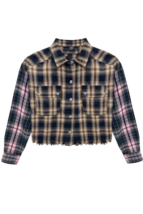 TWEEN BREE CROPPED FLANNEL BUTTON DOWN - FINAL SALE