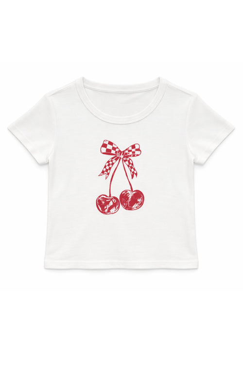 TWEEN CHECKERED CHERRY TEE