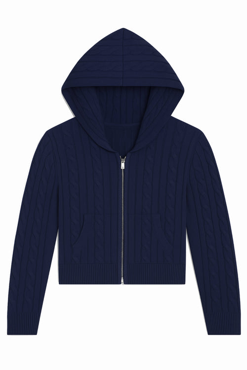 TWEEN COLLINS CABLE KNIT ZIP HOODIE