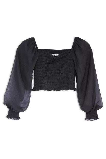 JUNIOR CHLOE SOLID SHEER TOP - FINAL SALE
