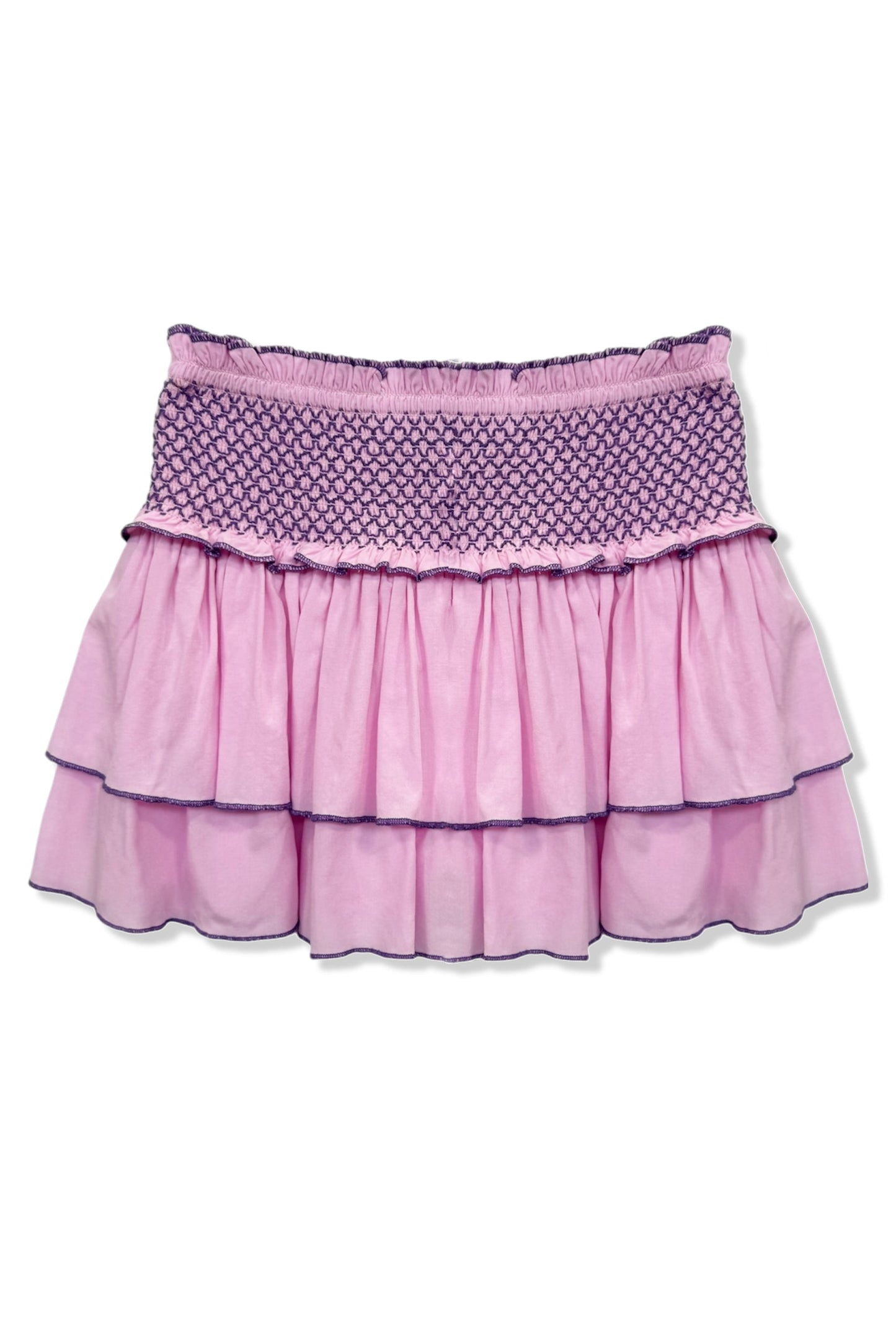 TWEEN DOMINIQUE SOLID SMOCKED WAIST RUFFLE SKORT