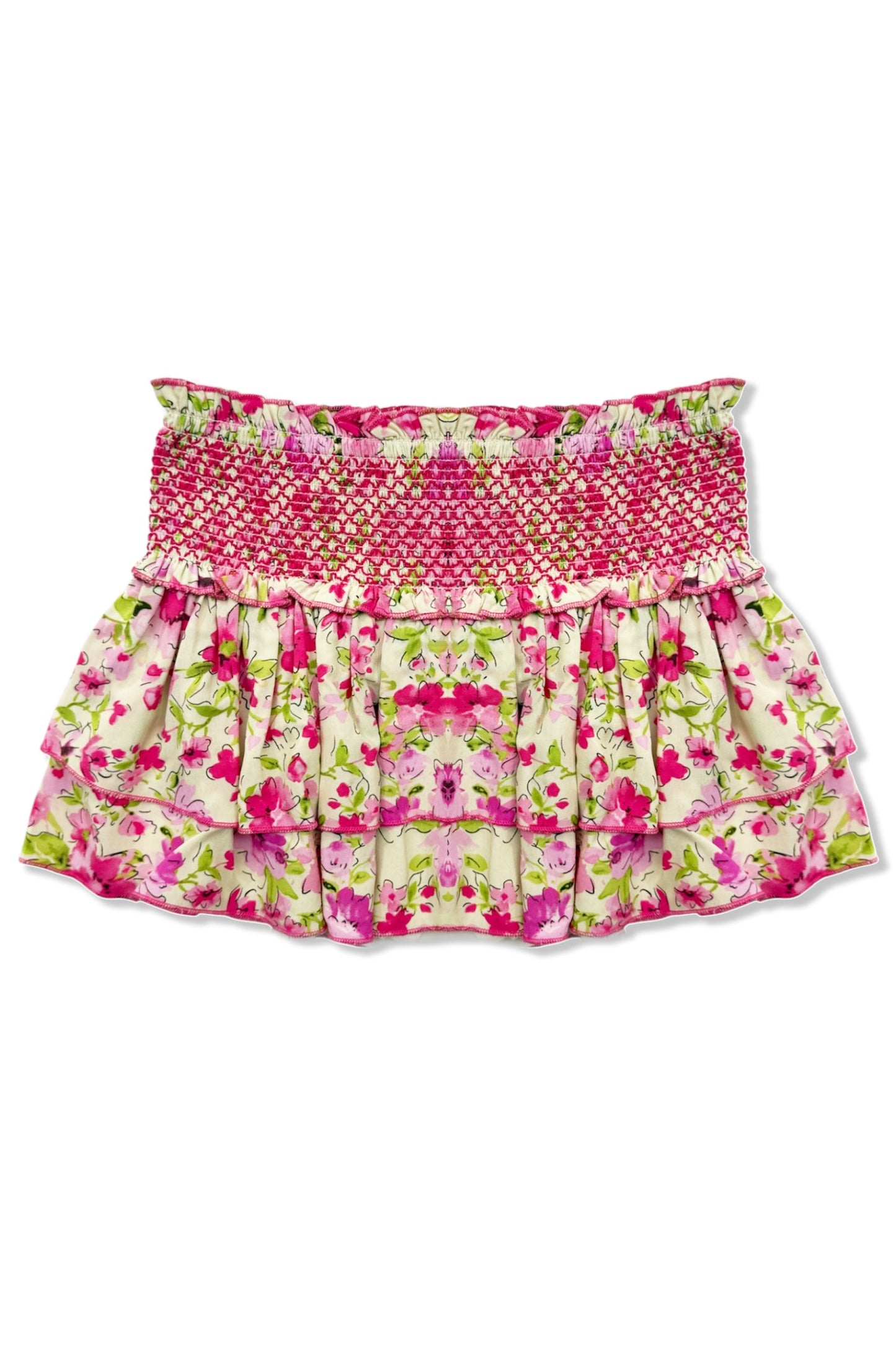 JUNIOR DOMINIQUE PRINTED SMOCKED WAIST RUFFLE SKORT - FINAL SALE