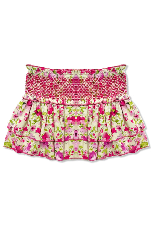 JUNIOR DOMINIQUE PRINTED SMOCKED WAIST RUFFLE SKORT - FINAL SALE