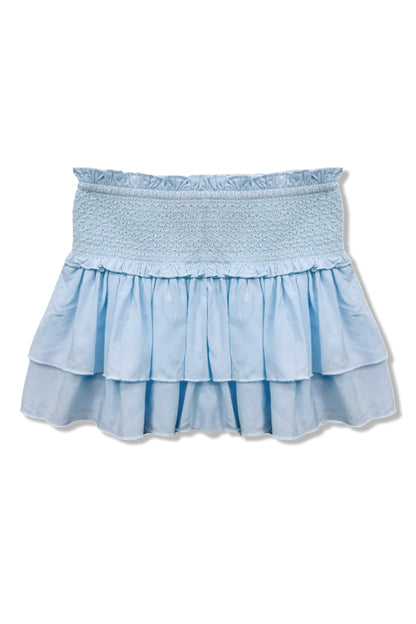 JUNIOR DOMINIQUE SOLID SMOCKED WAIST RUFFLE SKORT