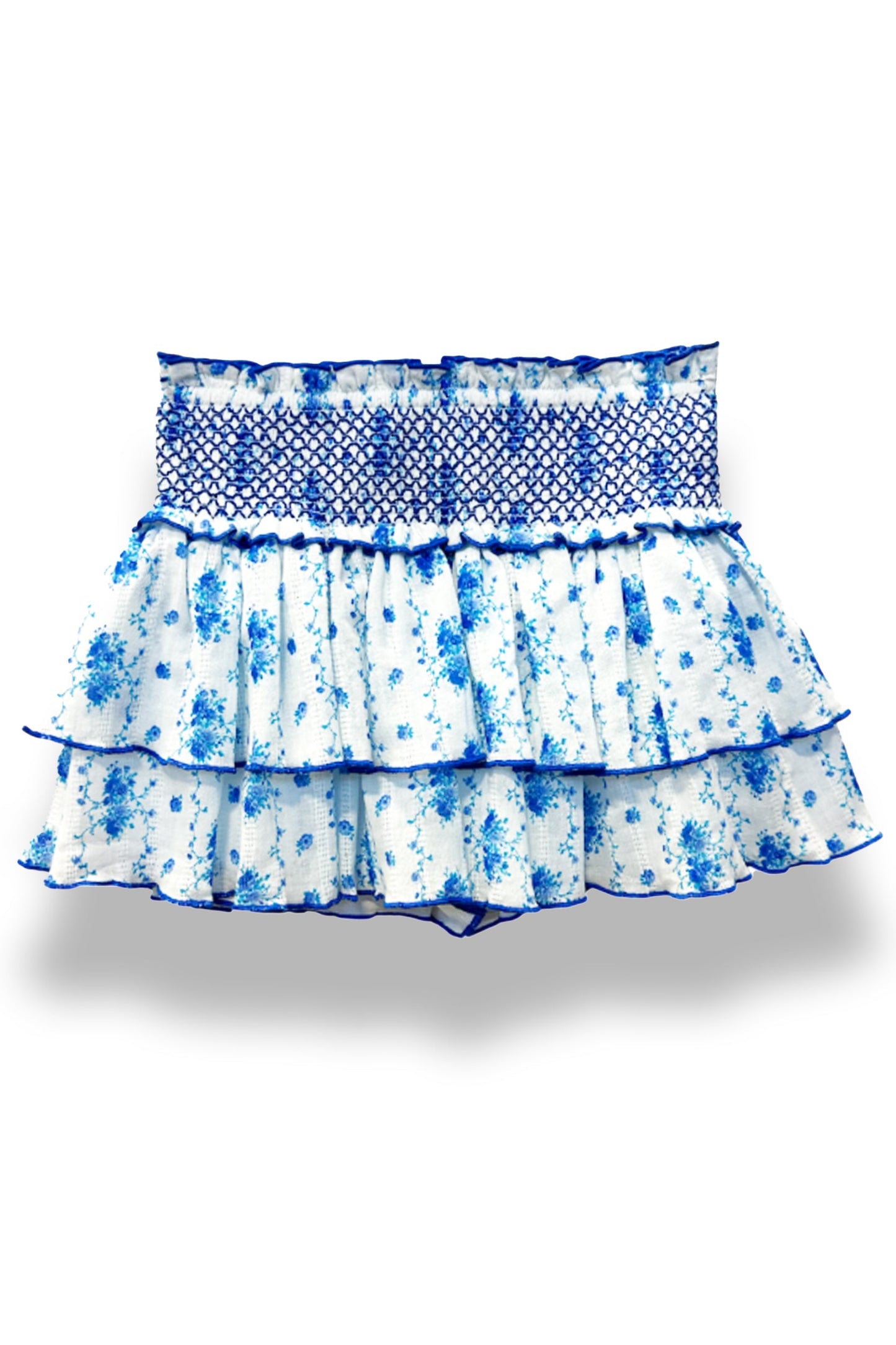 JUNIOR DOMINIQUE PRINTED SMOCKED WAIST RUFFLE SKORT - FINAL SALE