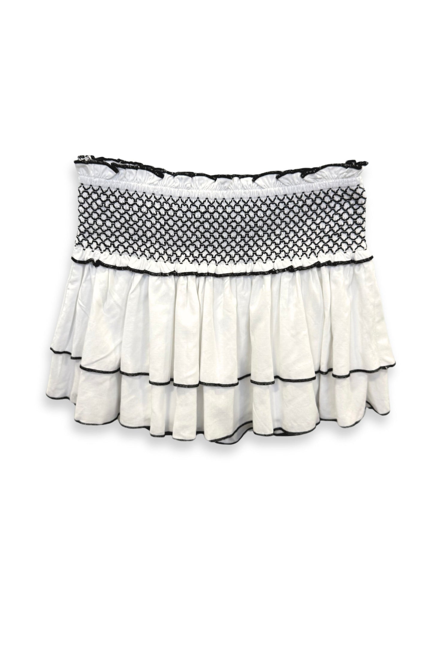 JUNIOR DOMINIQUE SOLID SMOCKED WAIST RUFFLE SKORT
