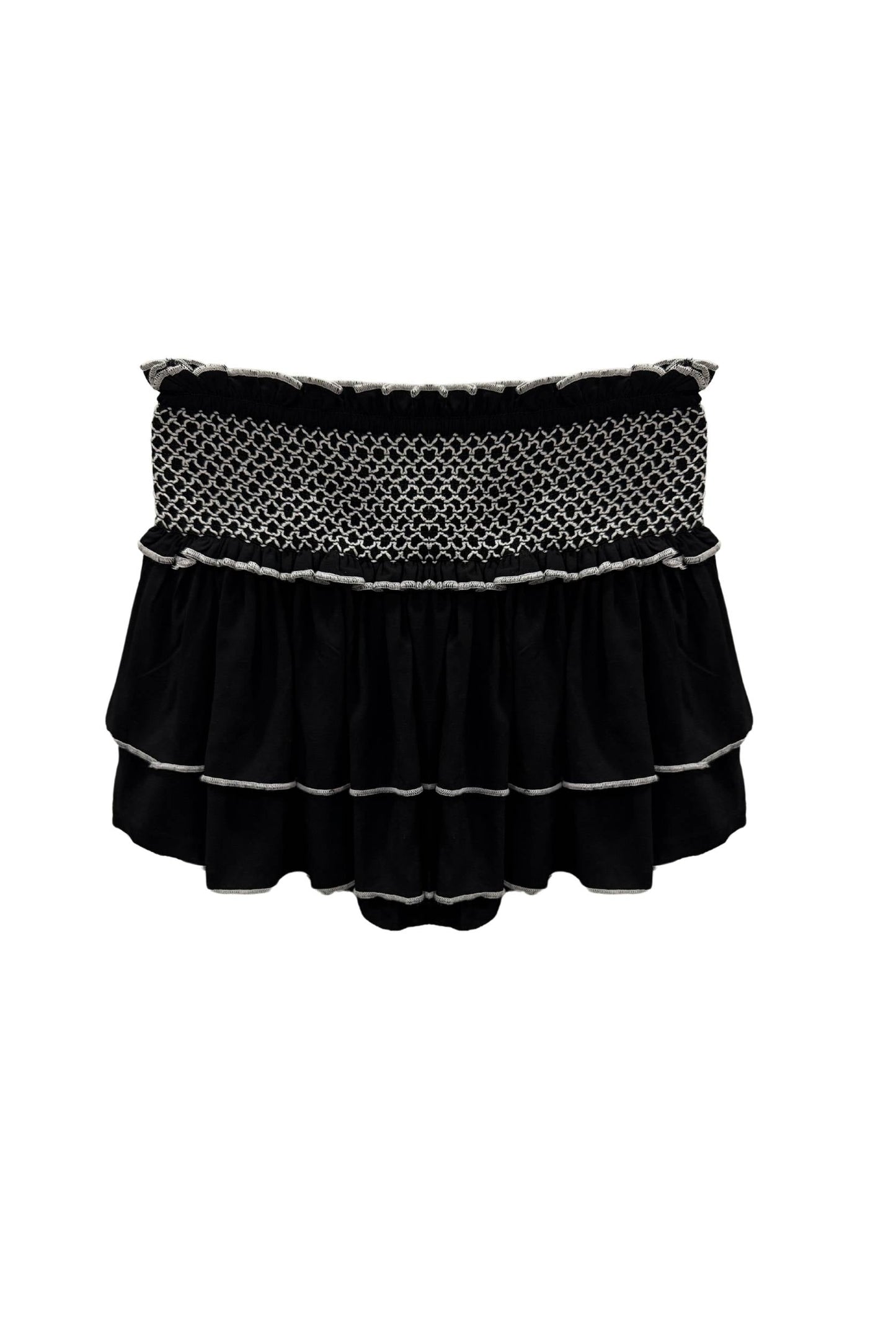 TWEEN DOMINIQUE SOLID SMOCKED WAIST RUFFLE SKORT