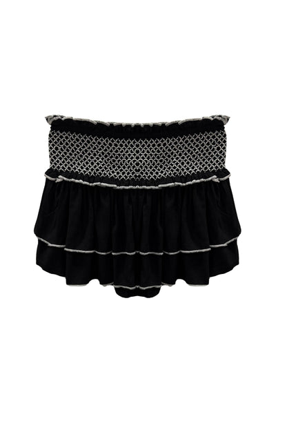 JUNIOR DOMINIQUE SOLID SMOCKED WAIST RUFFLE SKORT
