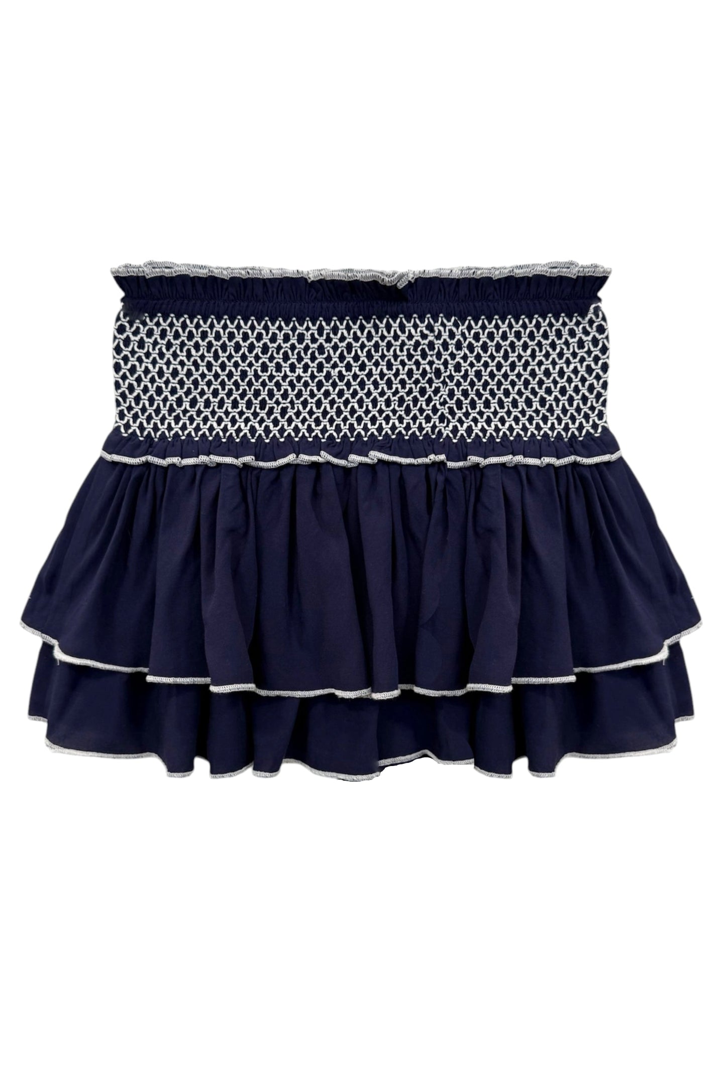 JUNIOR DOMINIQUE SOLID SMOCKED WAIST RUFFLE SKORT