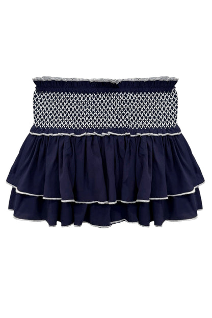 JUNIOR DOMINIQUE SOLID SMOCKED WAIST RUFFLE SKORT