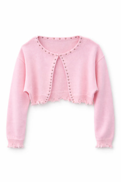 TWEEN KAT DISTRESSED SWEATER W/STUDS