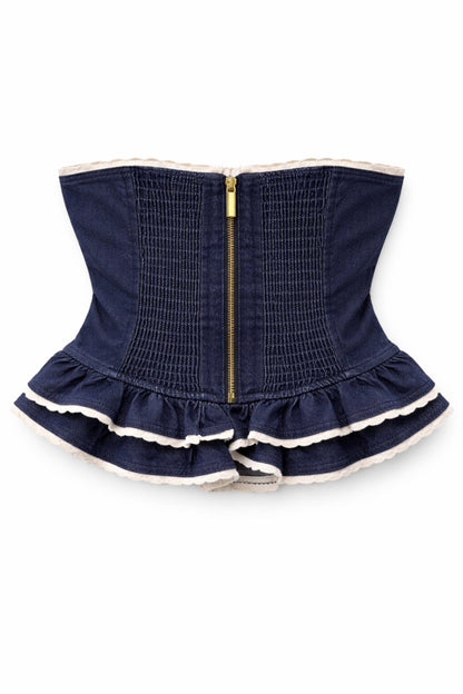 TWEEN KAUAI DENIM LACE TRIM BUSTIER