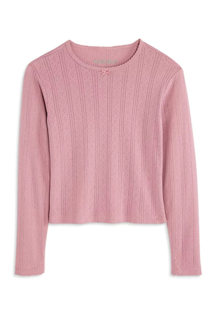 TWEEN MARINA LONG SLEEVE POINTELLE TOP