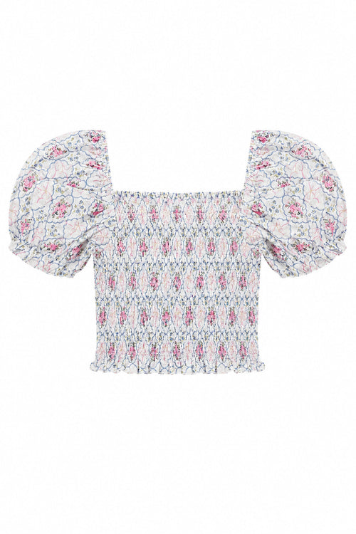 TWEEN MARLEE PRINTED PUFF SLEEVE TOP