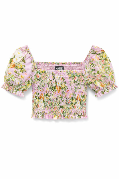 TWEEN MARLEE PRINTED PUFF SLEEVE TOP