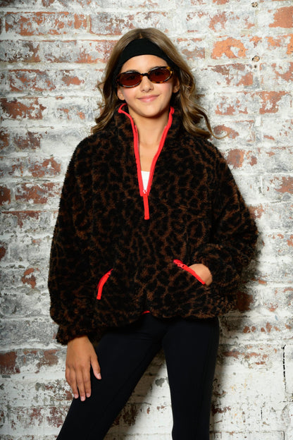 TWEEN MILLY QUARTER ZIP SHERPA JACKET