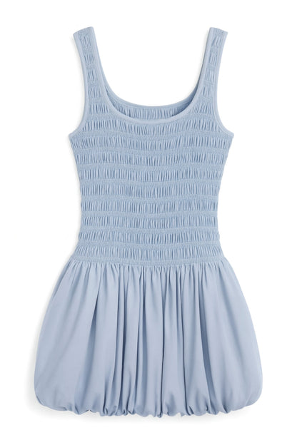 TWEEN OLIVE SOLID BUBBLE TANK DRESS- FINAL SALE