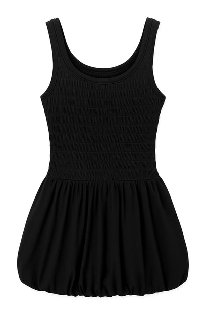 TWEEN OLIVE SOLID BUBBLE TANK DRESS- FINAL SALE