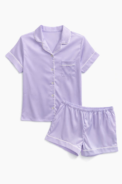 TWEEN OLIVIA SOLID SATIN SHORTS LOUNGE SET