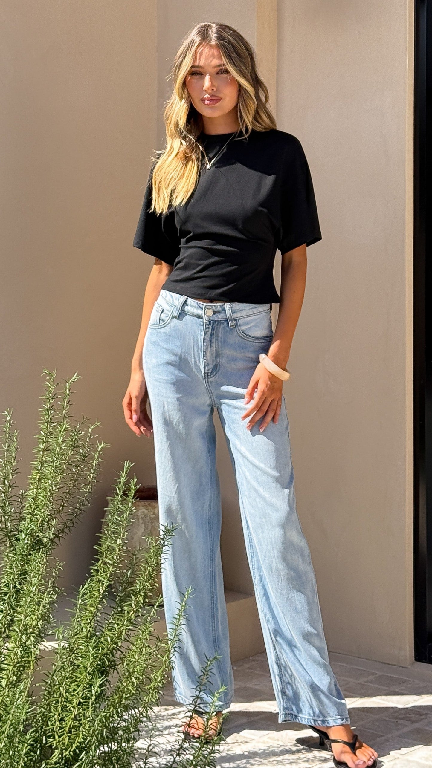 Tarah Straight Leg Jeans - Light Blue Denim