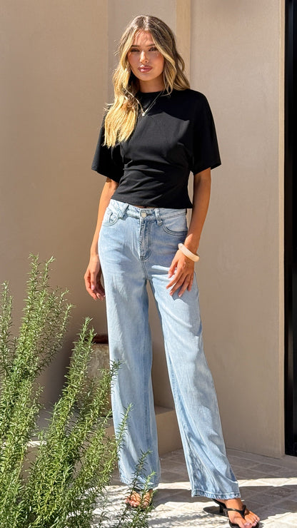 Tarah Straight Leg Jeans - Light Blue Denim