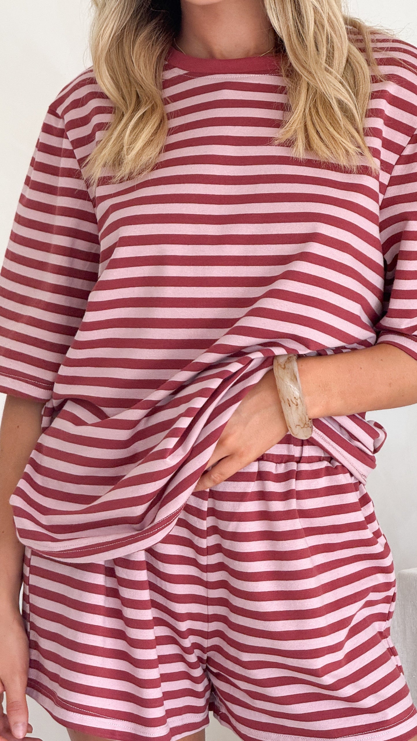 Bobby Crew Neck Tee - Red Stripe